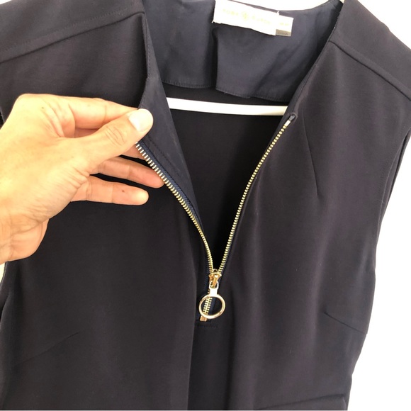 Tory Burch Pencil sheath Dress compression fabric front exposed Zipper pockets M - Picture 8 of 13